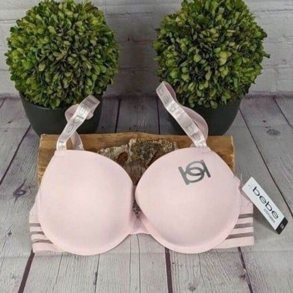 bebe Other - NWT Bebe Logo Pink Mesh-Band Underwire Push-Up Bra